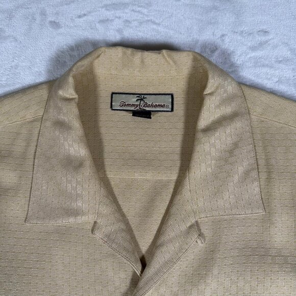 Tommy Bahama Shirt Men Size L Yellow Hawaiian Relax Short Sleeve 100% Silk - Picture 4 of 14